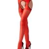 Cottelli Collection Suspender Tights Red L/xl - L/xl