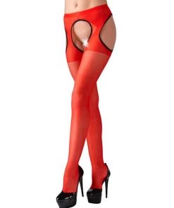 Cottelli Collection Suspender Tights Red L/xl - L/xl