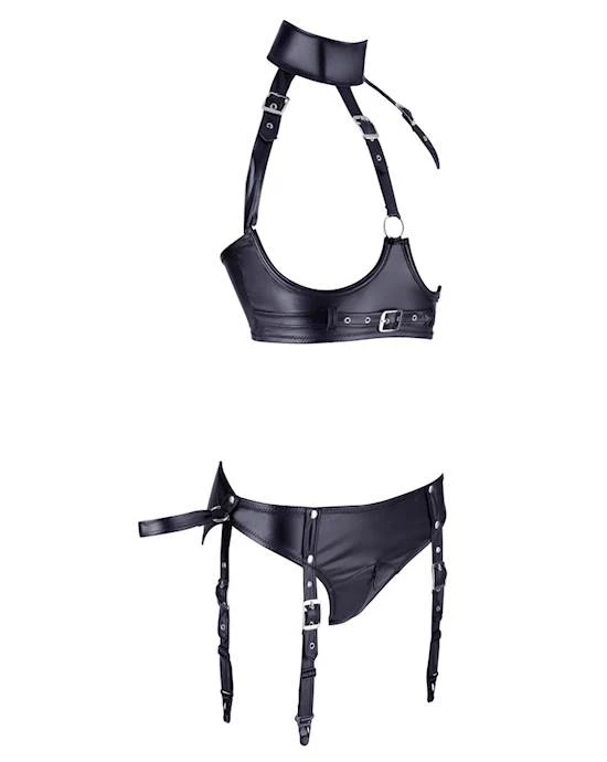 Cottelli Collection Marceline Open Bra And Briefs - Black - Large 4 Cottelli Collection Marceline Open Bra And Briefs - Black - Large - Image 4