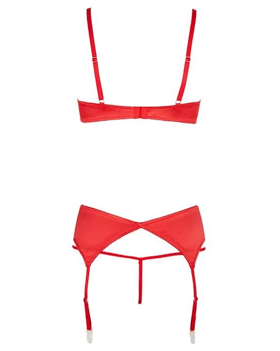 Cottelli Collection Desire Shelf Bra Set - Red - Medium 2 Cottelli Collection Desire Shelf Bra Set - Red - Medium - Image 2