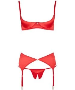 Cottelli Collection Desire Shelf Bra Set - Red - Medium