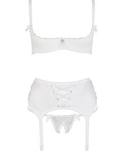 Cottelli Collection Atsra Shelf Bra Set - White - Medium
