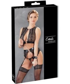 Cottelli Collection Emma 3-piece Suspender Set - Black - Small -Cottelli Collection Sales Shop 238428 10