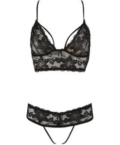 Cottelli Collection Grace Top And G-string - Black - Large -Cottelli Collection Sales Shop 238442 0