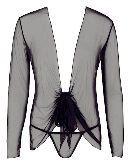 Cottelli Collection Candice Tie Front Shirt - Black - S/m 3 Cottelli Collection Candice Tie Front Shirt - Black - S/m - Image 3