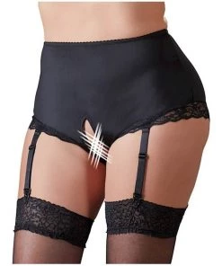 Cottelli Collection Frankie Open Suspender Briefs - Black - 3x
