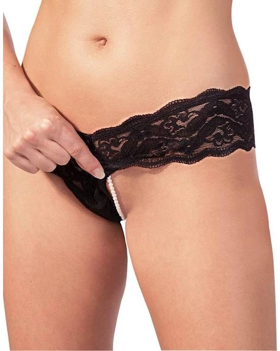 Cottelli Collection Cary String Pearls - Black - Large 2 Cottelli Collection Cary String Pearls - Black - Large - Image 2