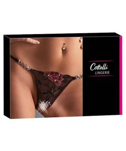 Cottelli Collection Rhinestone Embroidered G-string - Black - S/m -Cottelli Collection Sales Shop 238588 4