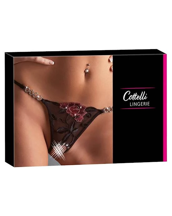 Cottelli Collection Rhinestone Embroidered G-string - Black - M/l 5 Cottelli Collection Rhinestone Embroidered G-string - Black - M/l - Image 5
