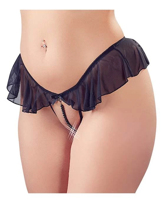 Cottelli Collection Frilled G-string - Black - Extra Large 2 Cottelli Collection Frilled G-string - Black - Extra Large - Image 2
