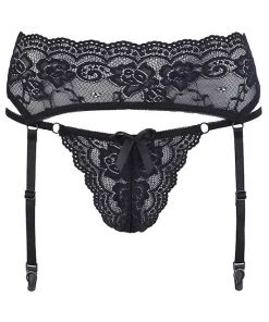 Cottelli Collection Sammy Suspender Belt And G-string - Black - Small -Cottelli Collection Sales Shop 238641 0
