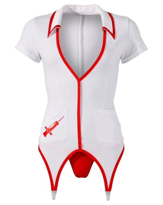 Cottelli Collection Marsanne Nurses Dress - White / Red - Medium 3 Cottelli Collection Marsanne Nurses Dress - White / Red - Medium - Image 3