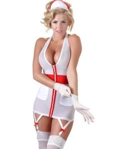 Cottelli Collection Menta Nurse Costume - White / Red - Small