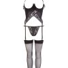 Cottelli Collection Open-bust Basque Set - Black - S/m