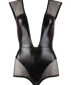 Cottelli Collection Deep V Bodysuit - Black - Small -Cottelli Collection Sales Shop 239520 1
