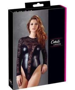 Cottelli Collection Wetlook Lace Bodysuit - Black - Small 5 Cottelli Collection Wetlook Lace Bodysuit - Black - Small -Cottelli Collection Sales Shop 239532 2