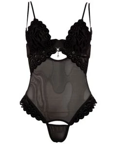 Cottelli Collection Removable Crotch And Cup Bodysuit - Black - Small -Cottelli Collection Sales Shop 239536 1