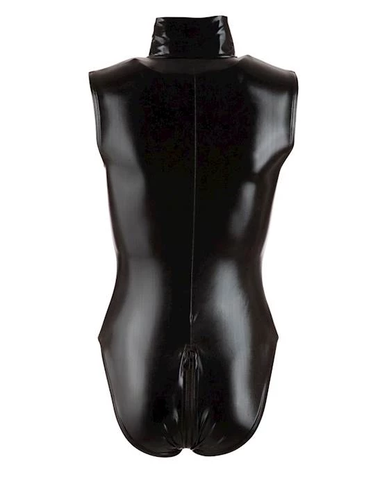 Cottelli Collection Wetlook Bodysuit With Zip - Black - Small 4 Cottelli Collection Wetlook Bodysuit With Zip - Black - Small - Image 4
