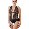 Cottelli Collection Lacey Crotchless Bodystocking - Black - Small