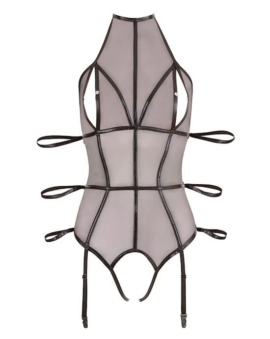 Cottelli Collection Crotchless Bondage Bodysuit - Black - Medium 3 Cottelli Collection Crotchless Bondage Bodysuit - Black - Medium - Image 3