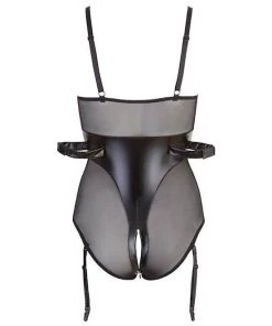 Cottelli Collection Wetlook Bondage Ring Bodysuit - Black - Medium -Cottelli Collection Sales Shop 239575 3