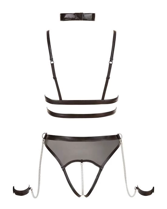 Cottelli Collection Wetlook Bodysuit With Choker - Black - One Size 4 Cottelli Collection Wetlook Bodysuit With Choker - Black - One Size - Image 4