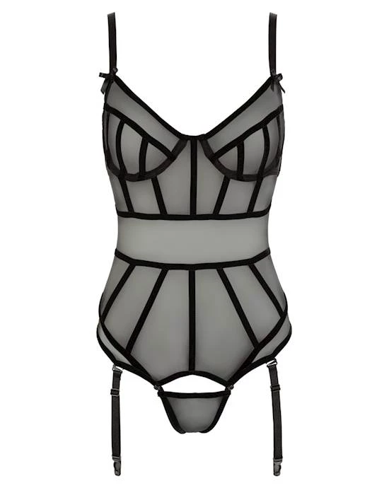 Cottelli Collection Striped Bodysuit - B - Black - Small 3 Cottelli Collection Striped Bodysuit - B - Black - Small - Image 3