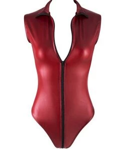 Cottelli Collection Full Zip Bodysuit - Red - Small -Cottelli Collection Sales Shop 239651 1