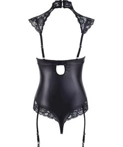 Cottelli Collection Bodysuit With Lace Inserts - B - Black - Small -Cottelli Collection Sales Shop 239669 3