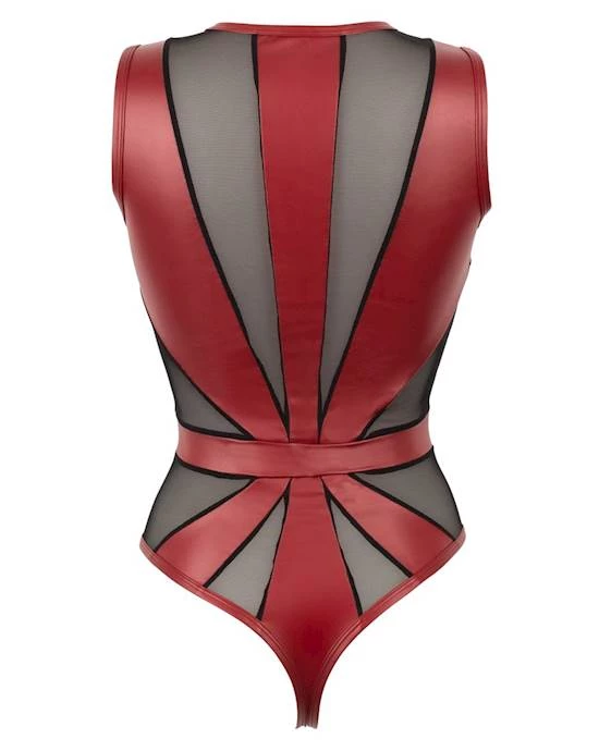Cottelli Collection Mesh Insert Bodysuit - Black/red - Small 4 Cottelli Collection Mesh Insert Bodysuit - Black/red - Small - Image 4