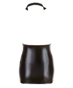 Cottelli Collection Deep V Wetlook Mini Dress - Black - Small -Cottelli Collection Sales Shop 239794 3