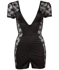 Cottelli Collection Lace Insert Full Zip Dress - Black - Small 6 Cottelli Collection Lace Insert Full Zip Dress - Black - Small -Cottelli Collection Sales Shop 239808 1