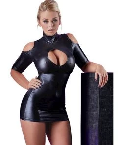 Cottelli Collection Cold Shoulder Mini Dress - Black - Medium