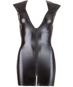 Cottelli Collection Wetlook Dress With 2-way Zip - Black - Medium -Cottelli Collection Sales Shop 239882 1