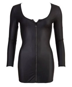 Cottelli Collection Low-cut Dress With Full Zip - Black - Medium -Cottelli Collection Sales Shop 239887 1