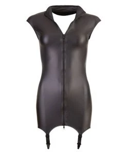 Cottelli Collection Dress With Suspender Straps And Zip - Black - Small -Cottelli Collection Sales Shop 239905 1