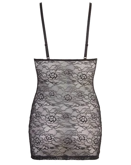 Cottelli Collection Lace Dress With Wet Look Stripes - Black - X-large 4 Cottelli Collection Lace Dress With Wet Look Stripes - Black - X-large - Image 4