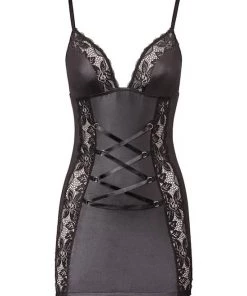 Cottelli Collection Decorative Lace Insert Mini Dress - Black - Small 6 Cottelli Collection Decorative Lace Insert Mini Dress - Black - Small -Cottelli Collection Sales Shop 239925 1