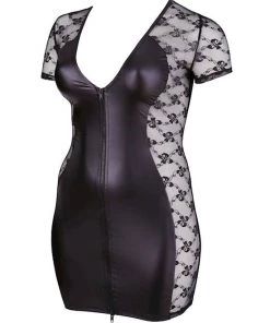 Cottelli Collection Lace Insert 2-way Zip Dress - Black - X-large 6 Cottelli Collection Lace Insert 2-way Zip Dress - Black - X-large -Cottelli Collection Sales Shop 240028 1