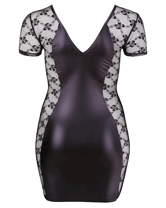 Cottelli Collection Lace Insert 2-way Zip Dress - Black - X-large 4 Cottelli Collection Lace Insert 2-way Zip Dress - Black - X-large - Image 4