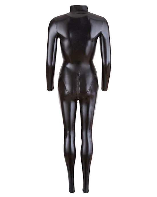 Cottelli Collection Wetlook 2-way Zip Jumpsuit - Black - X-small 4 Cottelli Collection Wetlook 2-way Zip Jumpsuit - Black - X-small - Image 4