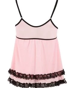 Cottelli Collection Babydoll Powernet With Lace - Pink - Small -Cottelli Collection Sales Shop 240205 3