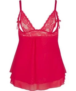 Cottelli Collection Babydoll With Slit Cups - Red - Xxxxl -Cottelli Collection Sales Shop 240225 1