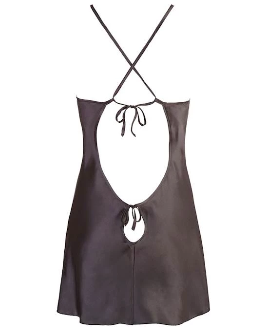 Cottelli Collection Satin Chemise - Black - Medium 4 Cottelli Collection Satin Chemise - Black - Medium - Image 4