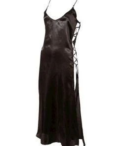 Cottelli Collection Satin Negligee - Black - M/l -Cottelli Collection Sales Shop 240250 1