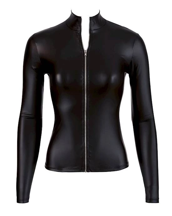 Cottelli Collection Long Sleeve Top With Zip - Black - Small 3 Cottelli Collection Long Sleeve Top With Zip - Black - Small - Image 3